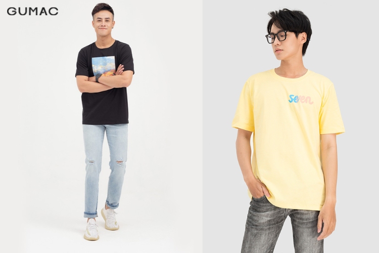 Phối áo nam kiểu rộng với quần jeans slimfit