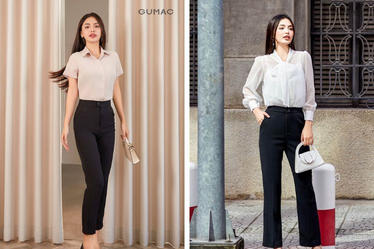 Hình ảnh các mẫu quần tây nữ ống đứng tại thương hiệu GUMAC