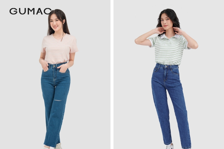Áo thun cơ bản và quần dài jean Áo thun cơ bản và quần dài jean