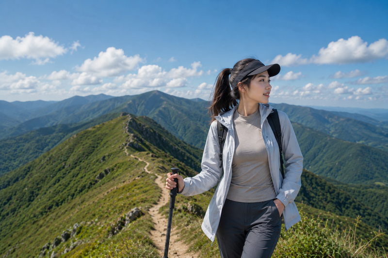 Outfit áo giữ nhiệt phối áo khoác gió năng động cho hành trình trekking Sống lưng khủng long. (Ảnh được tạo bởi AI)