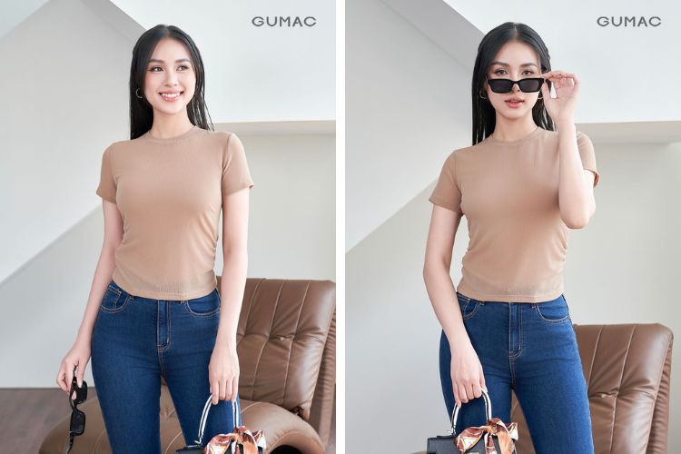 Áo thun kết hợp quần jean