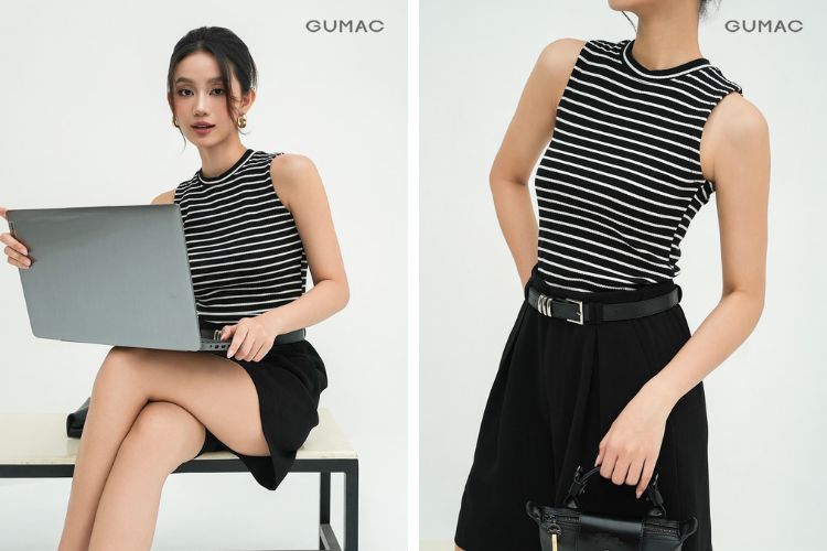Áo thun tanktop phối cùng quần short