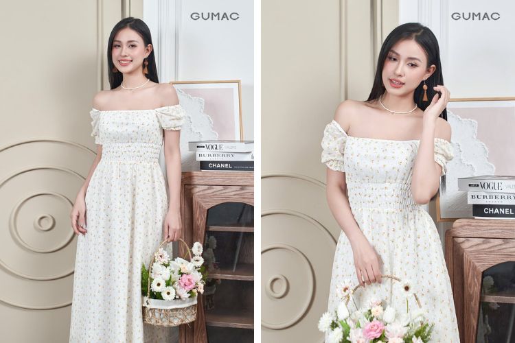 Đầm maxi trễ vai