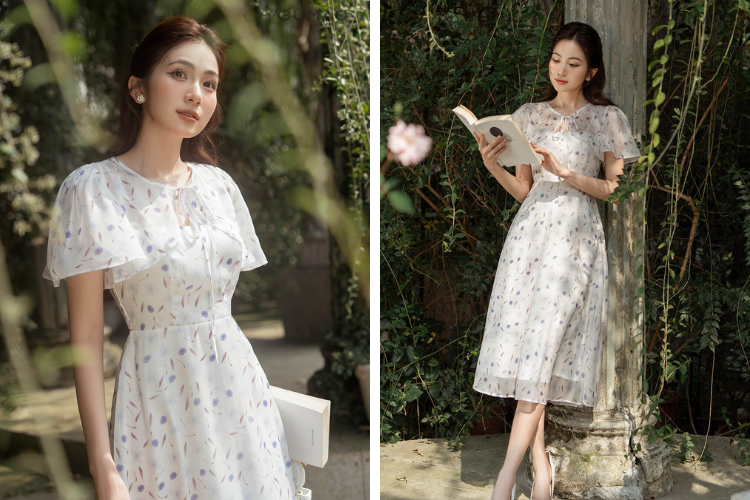 Đầm hoa cổ thắt nơ đi khu di tích Tràng Kênh Đầm hoa cổ thắt nơ đi khu di tích Tràng Kênh