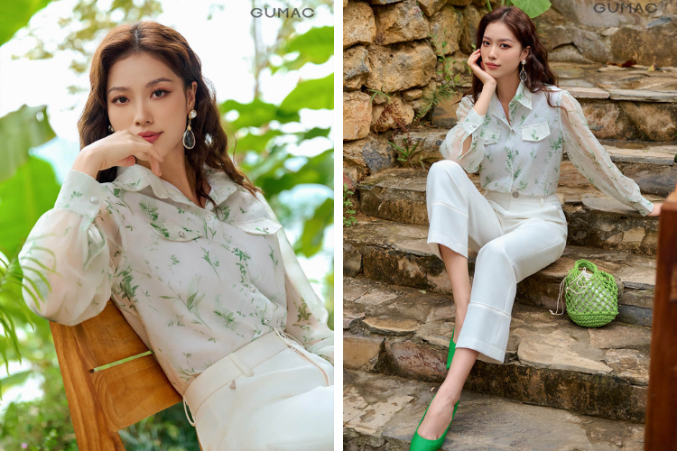 Áo sơ mi họa tiết nữ tính ở núi Bà Đen Áo sơ mi họa tiết nữ tính ở núi Bà Đen