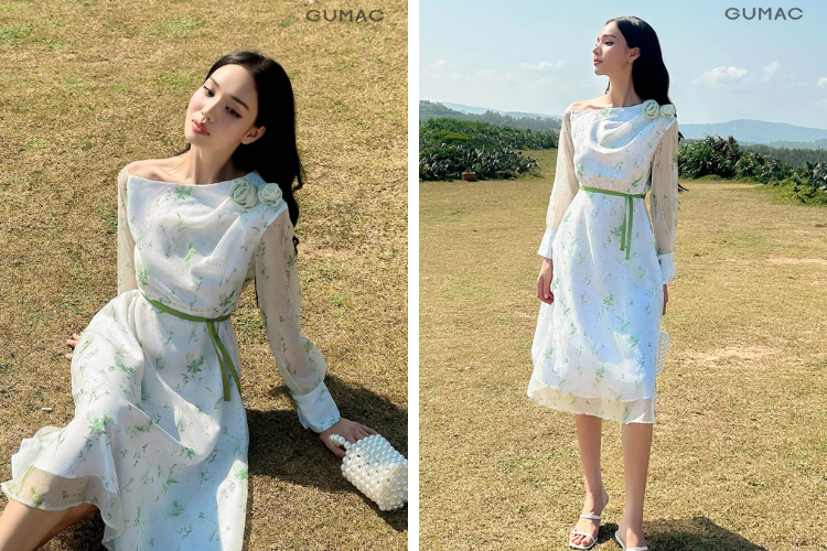 Đầm lệch vai quyến rũ ở viện Hải Dương học Đầm lệch vai quyến rũ ở viện Hải Dương học
