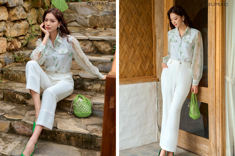 Áo sơ mi họa tiết xinh xắn