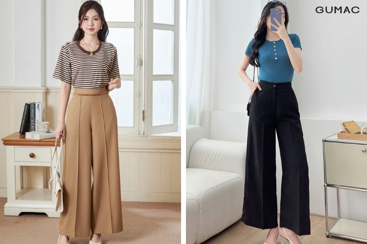mặc áo thun với quần ống rộng GUMAC khi đi đồi cát
