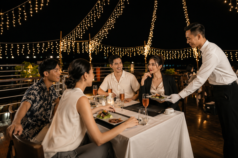 Áo sơ mi lụa phối quần tây ống suông và blazer phong cách quyền lực, nổi bật. (Ảnh được tạo bởi AI)