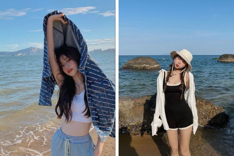 Áo choàng mặc đi biển Nha Trang