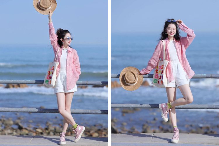 Đi Nha Trang mặc gì kết hợp cùng quần short năng động