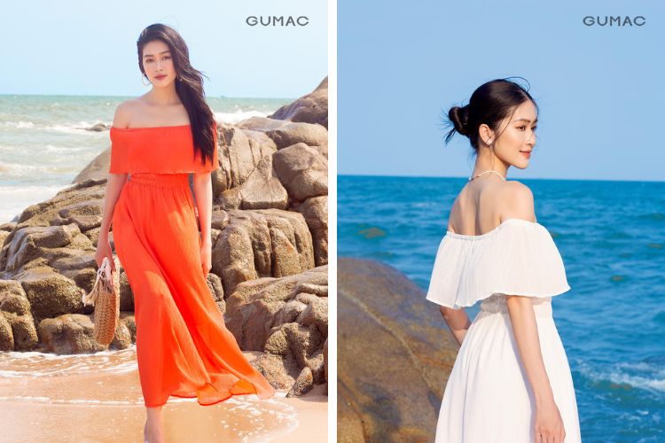 Outfit đi Nha Trang nữ với đầm maxi