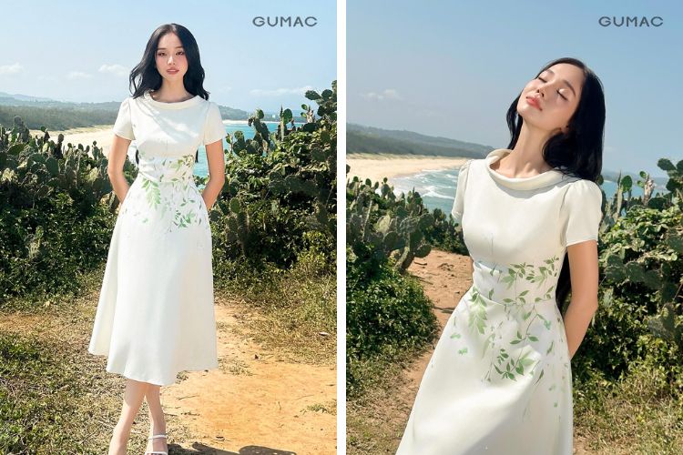 Váy đầm hoa đi biển Nha Trang xinh đẹp
