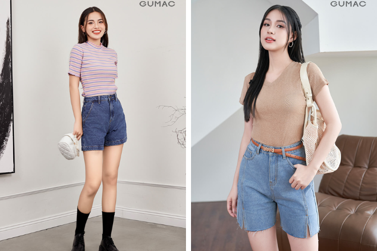 Áo thun kết hợp với quần short