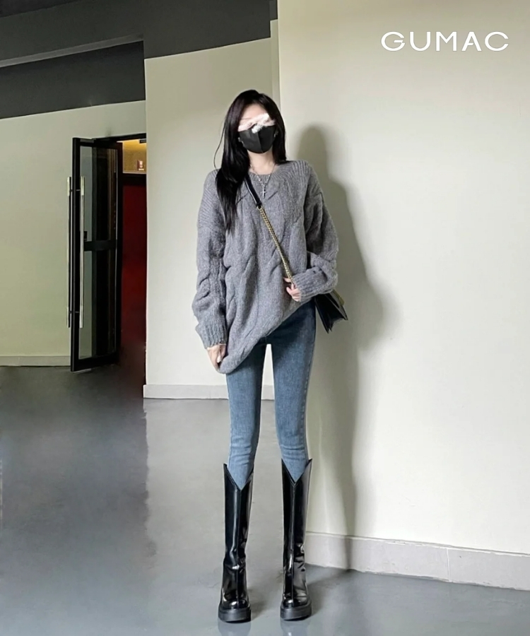 ao len oversize quan jeans bo