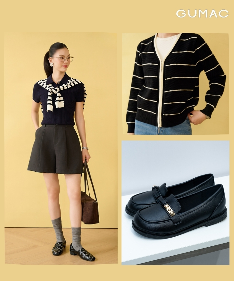 ao len quan short giay oxford