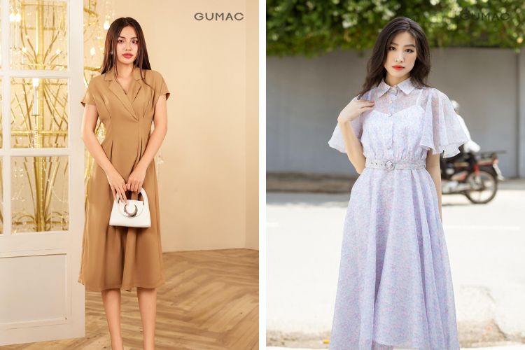 Đầm trơn hoặc váy xòe đi tam đảo