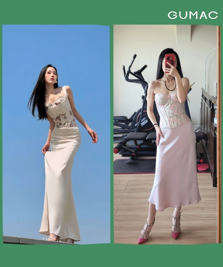 corset cup nguc phoi vay lua vinh lan ha