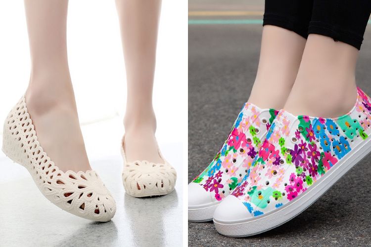 Đi làm mùa mưa với giày nhựa