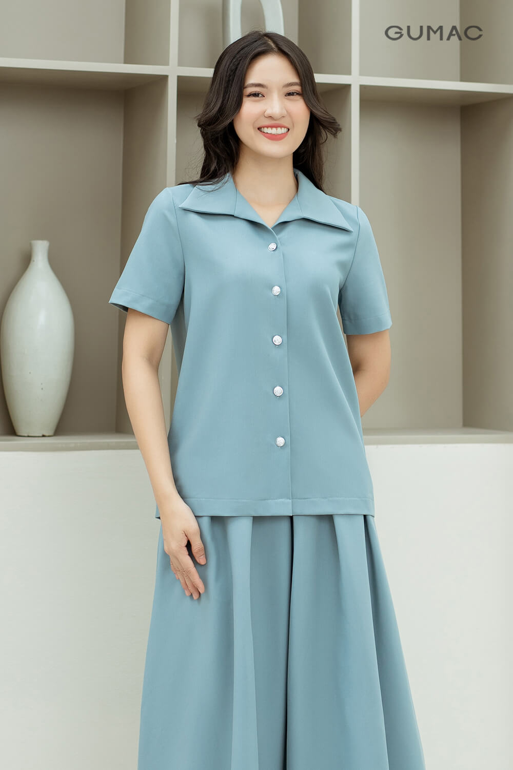 cac mau ao so mi nu cach dieu tay ngan