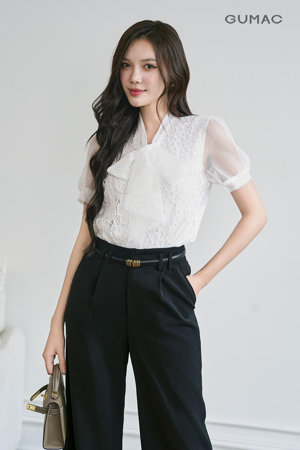 ao so mi tay ren kieu co no