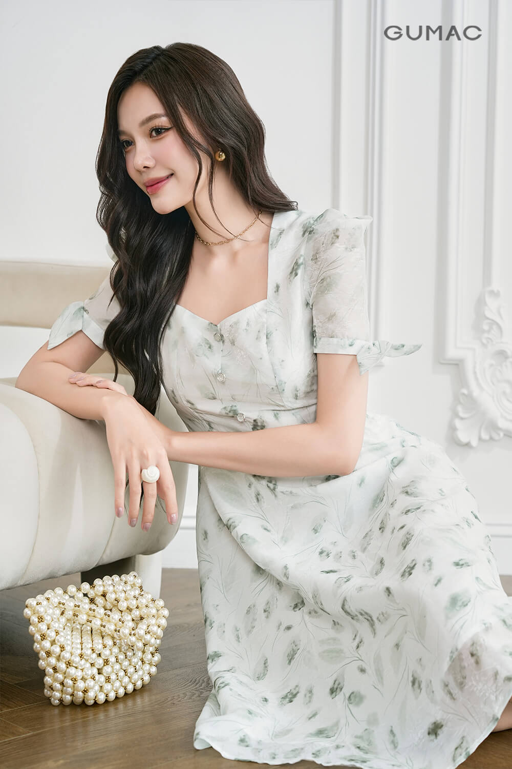 Váy đầm hoa nhí đính nơ thời trang