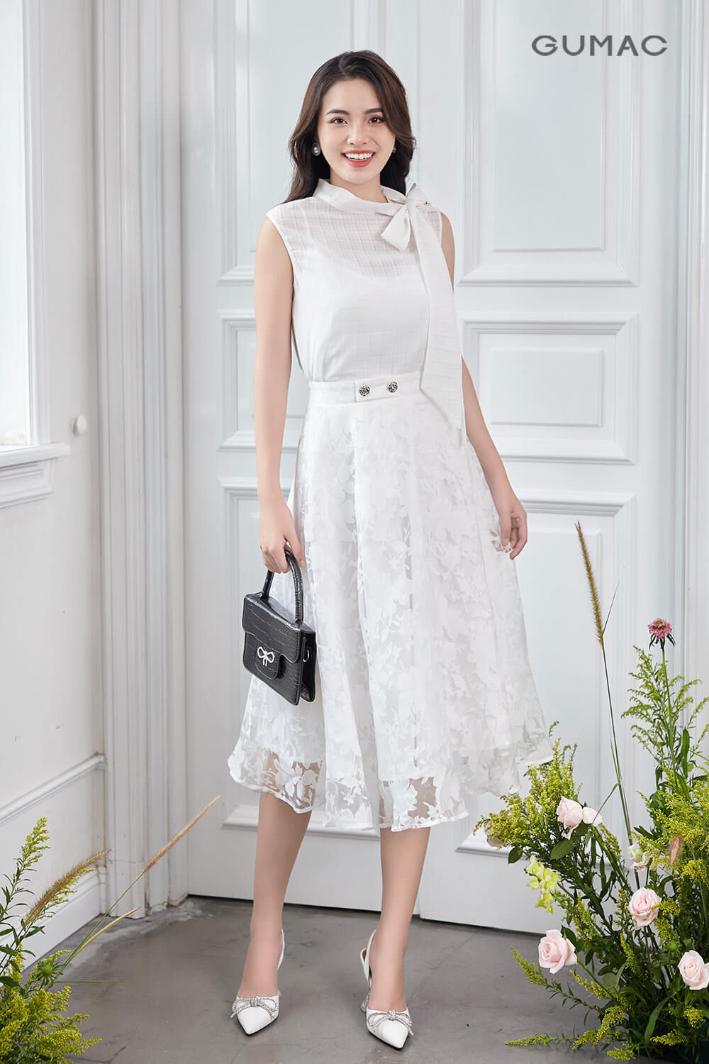 Chân váy xòe dài phong cách Hàn Quốc ba màu trắng nâu đen | Lazada.vn