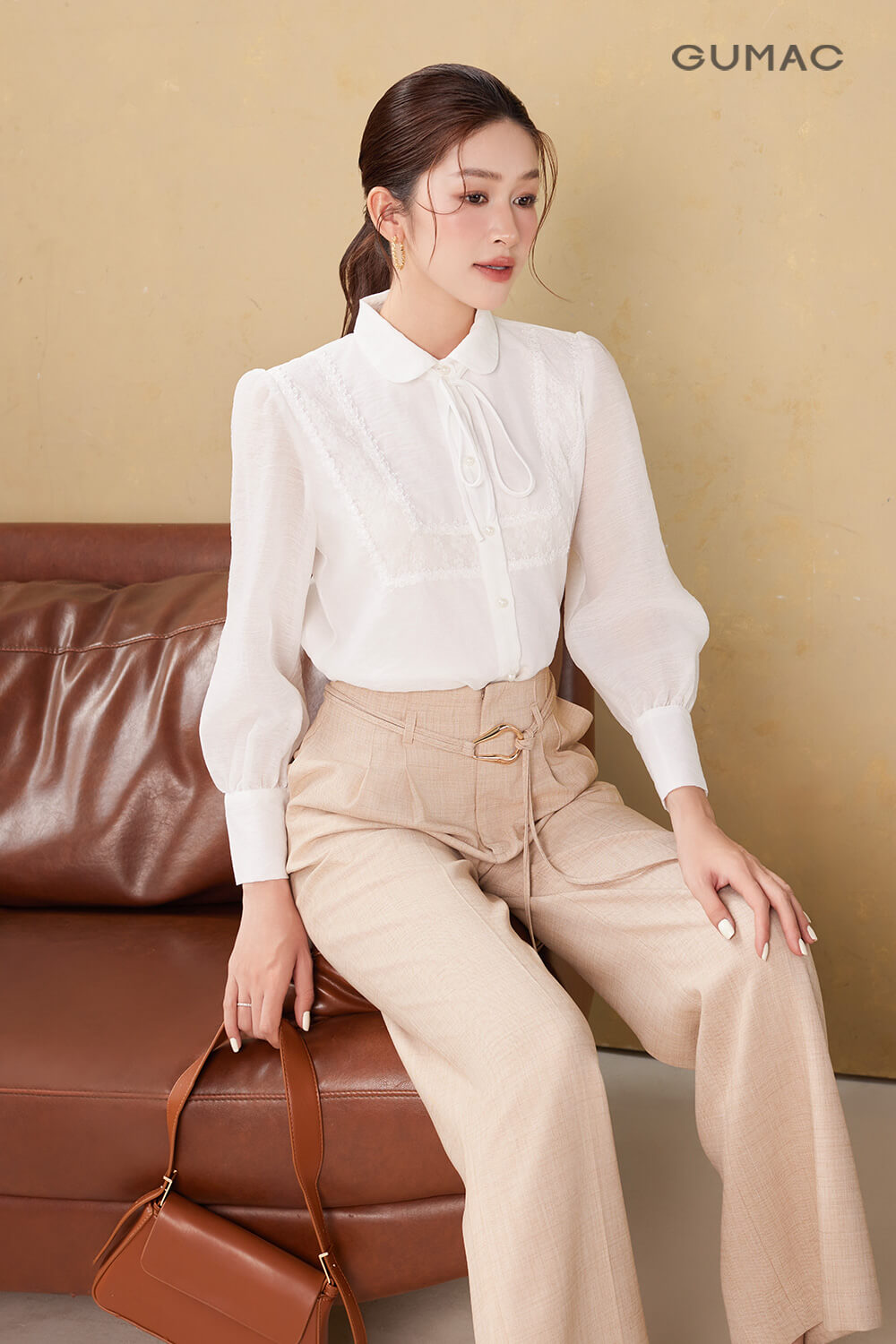 ao so mi phoi ren hoa co dien