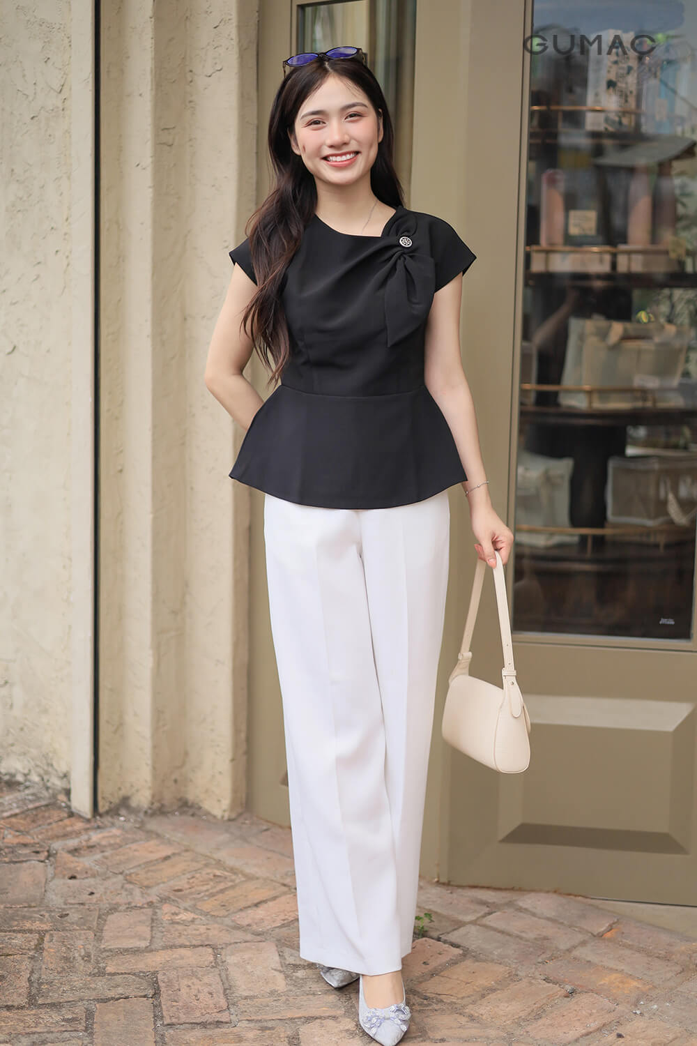 Áo peplum kiểu nơ đính