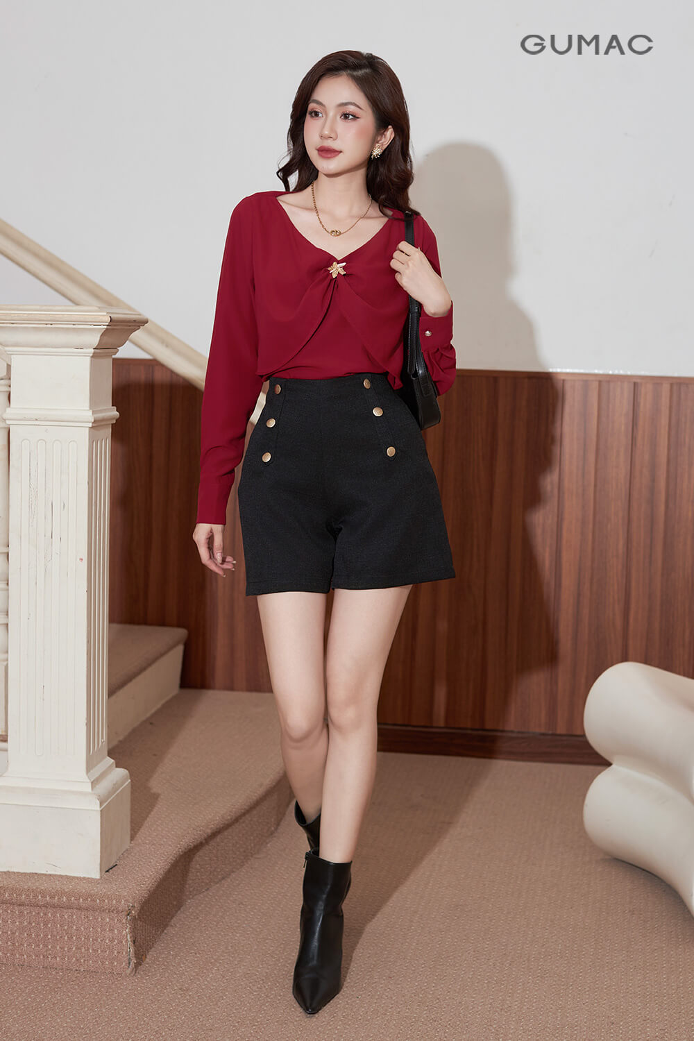 ao so mi nu kieu mau do