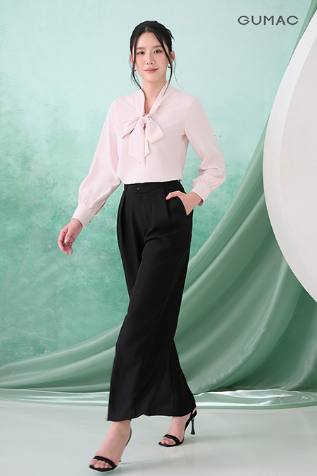 Áo lụa thắt nơ cổ