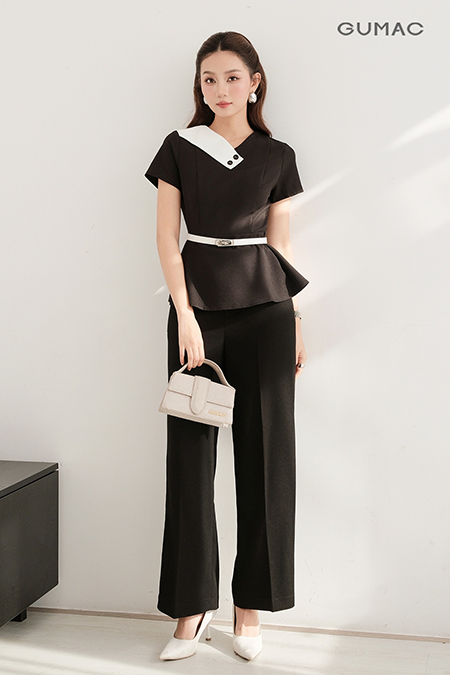 Áo peplum phối cổ