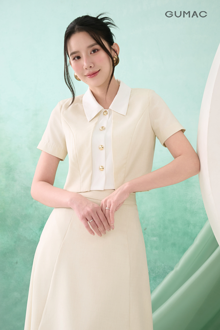 Áo kiểu lửng phối nẹp