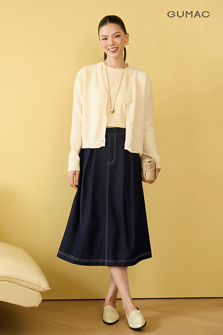 Áo cardigan trơn cổ tim