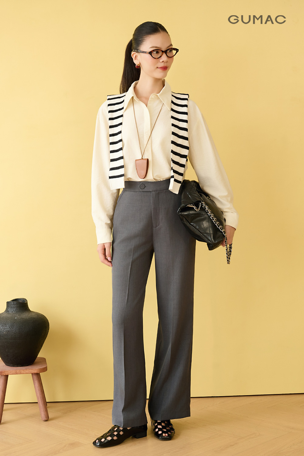 ao so mi nu hang hieu tay dai gumac