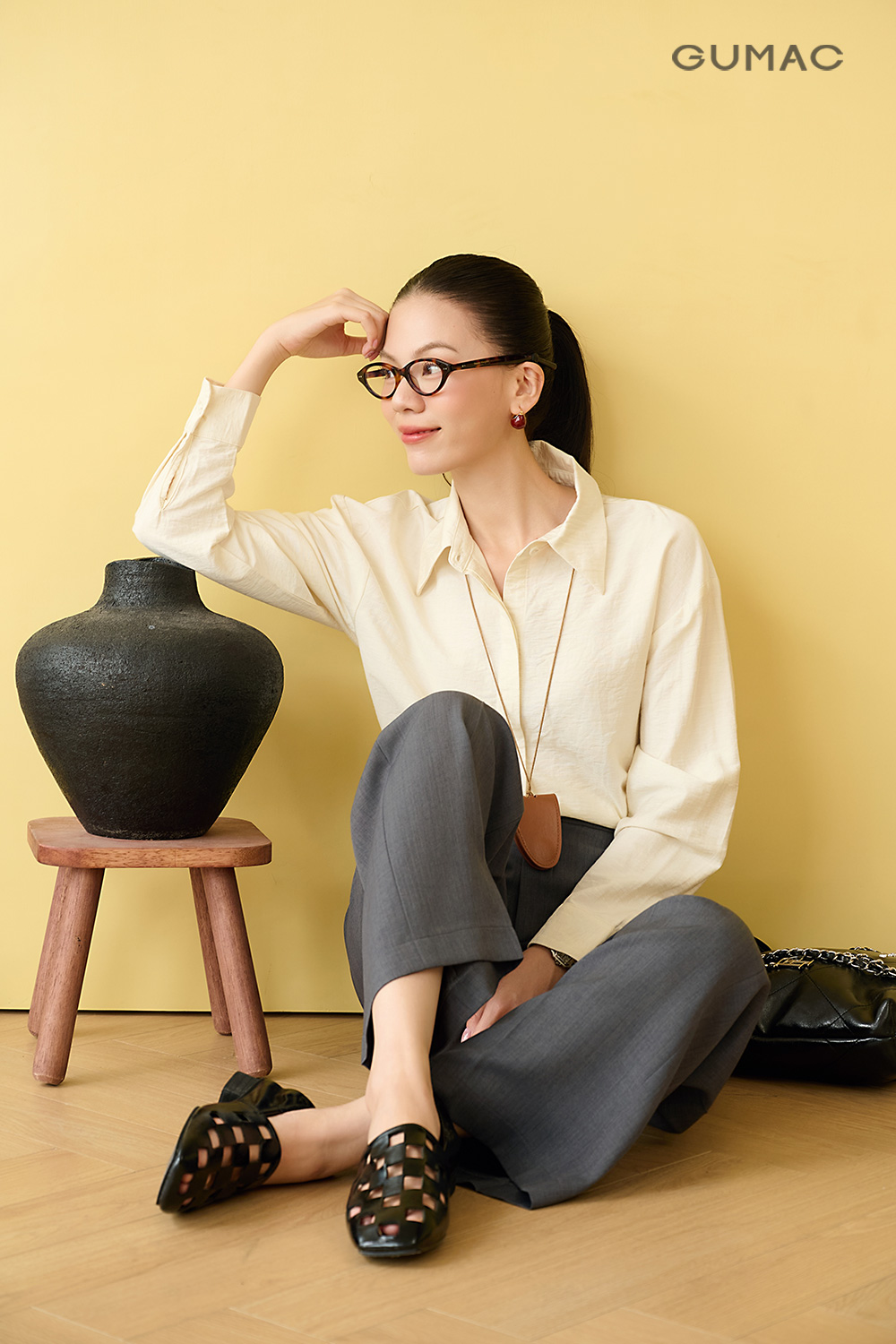 Áo sơ mi nẹp đôi giấu nút