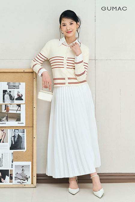 Áo cardigan viền sọc