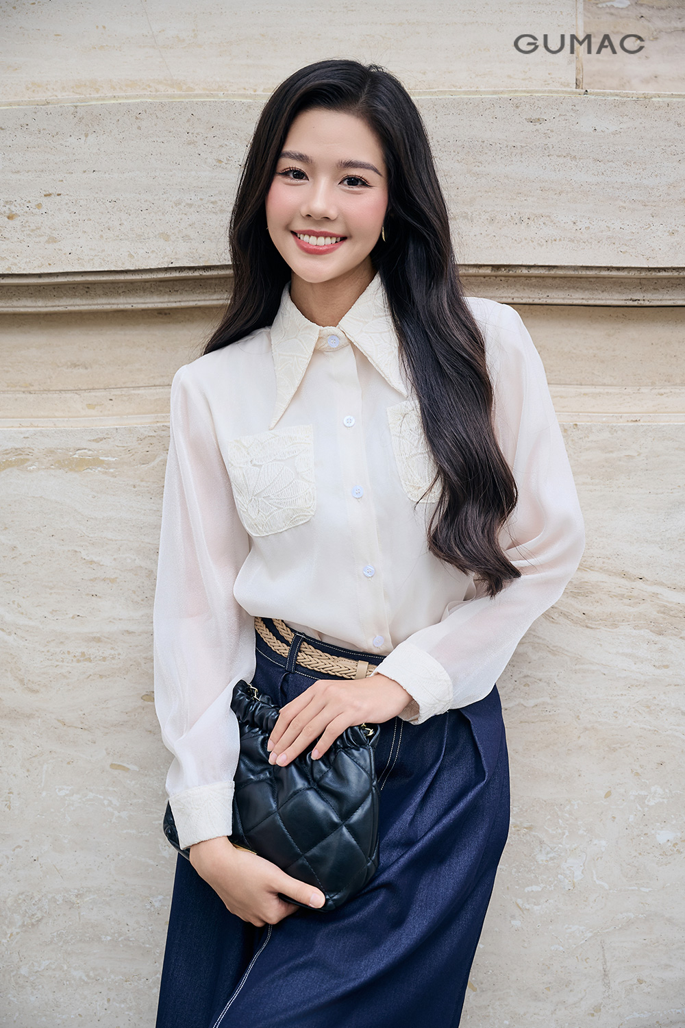 ao so mi nu phoi ren gumac