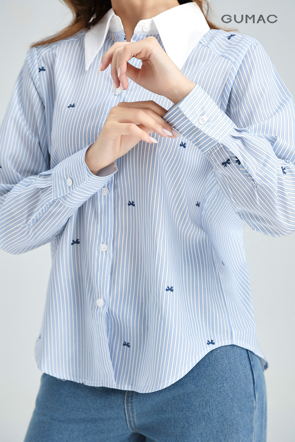 Áo sơ mi kẻ sọc phối