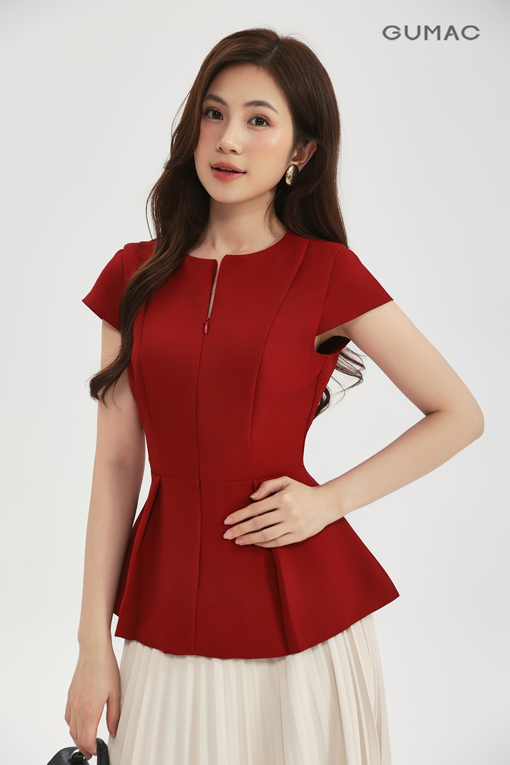 Áo peplum dây kéo trước