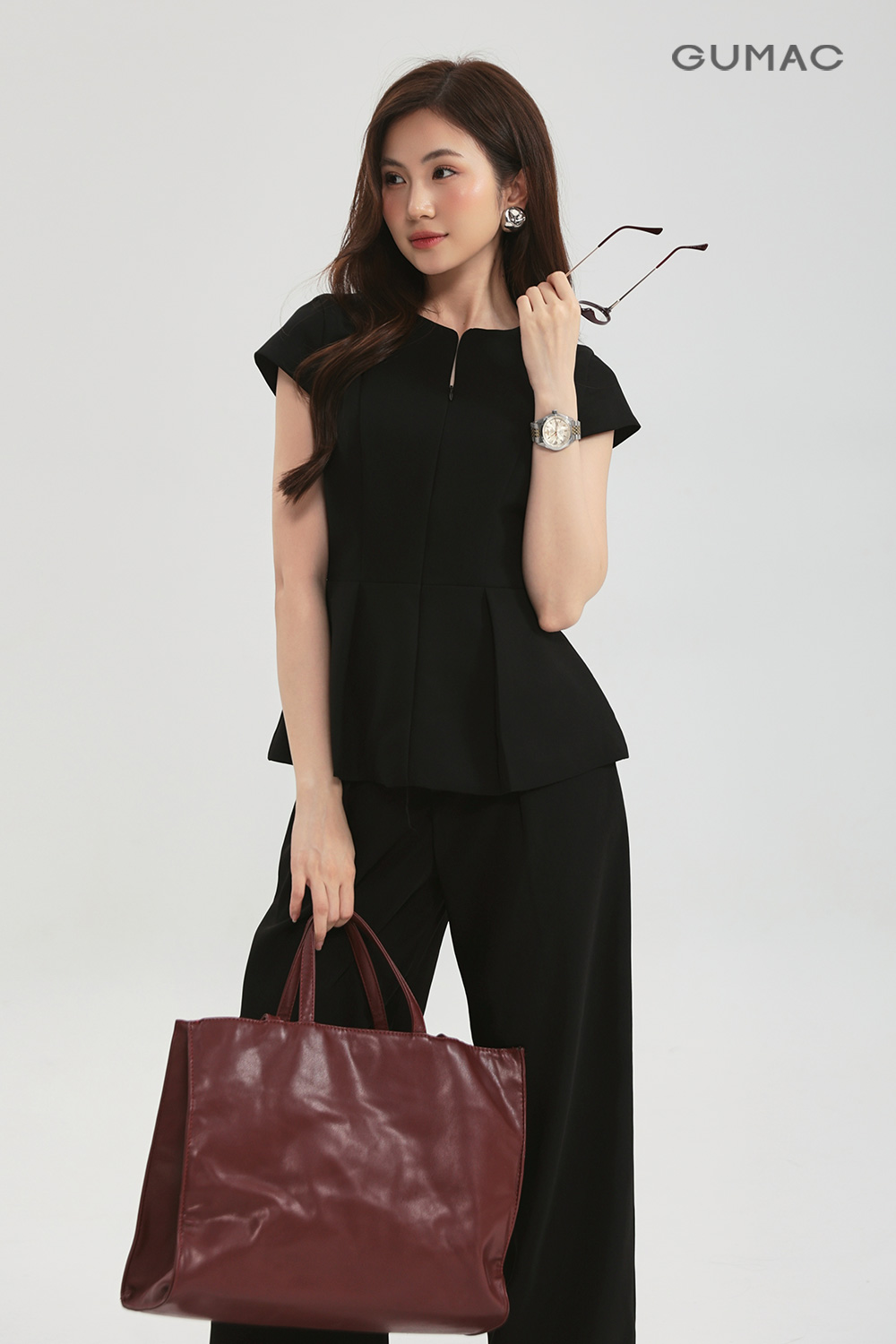 Áo peplum dây kéo trước