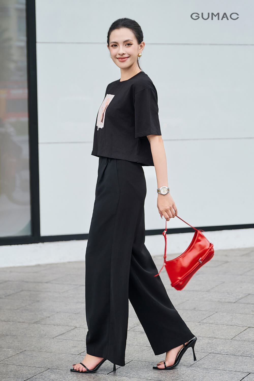 quần tây nữ mix áo t-shirt tay lỡ