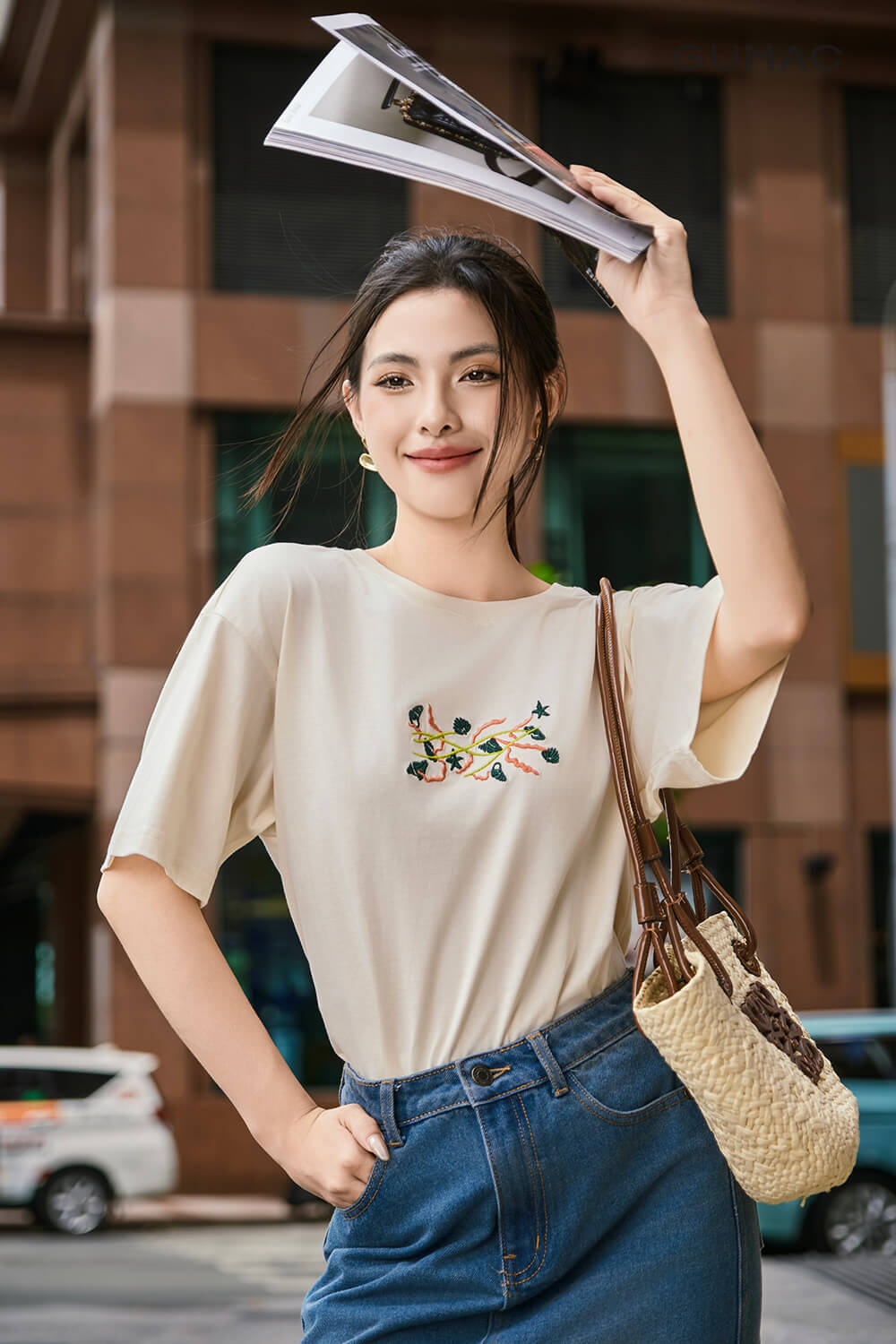 ao phong nu phoi quan short xep ly