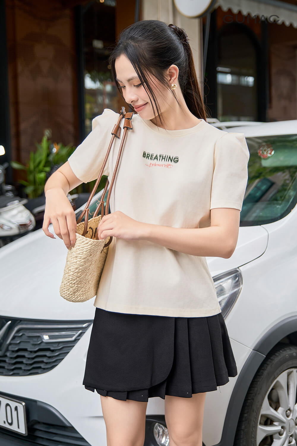 Áo thun in art tay phồng
