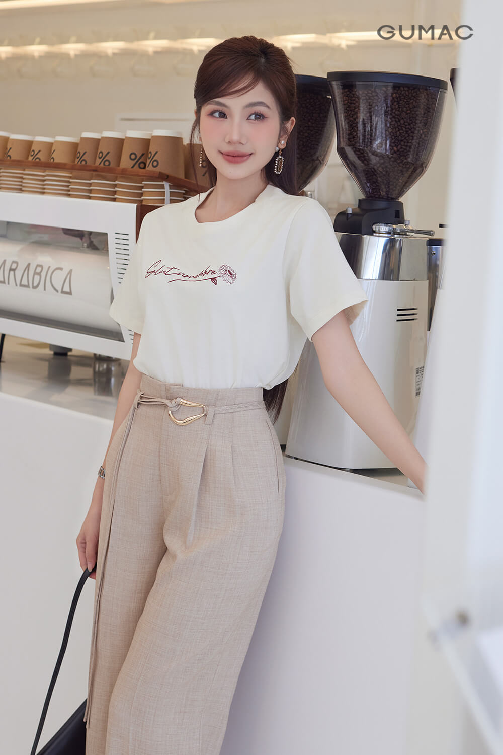quần tây nữ mix áo thun nữ tay ngắn
