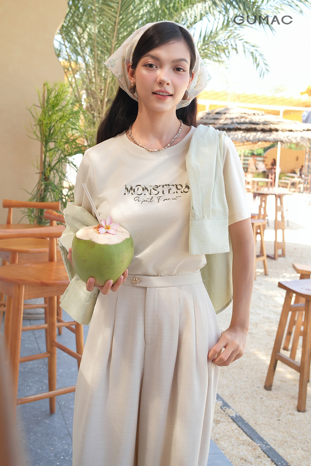 ao thun nu gumac tay ngan theu chu dep