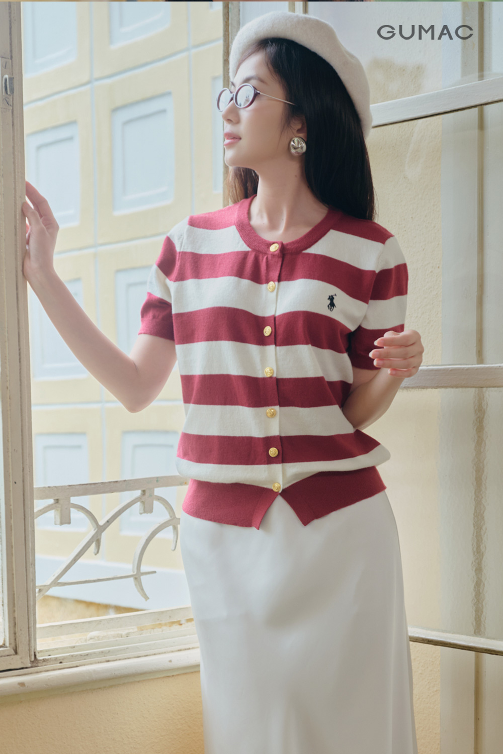 ATG09068-Áo Dệt Kim Suông-ngắn