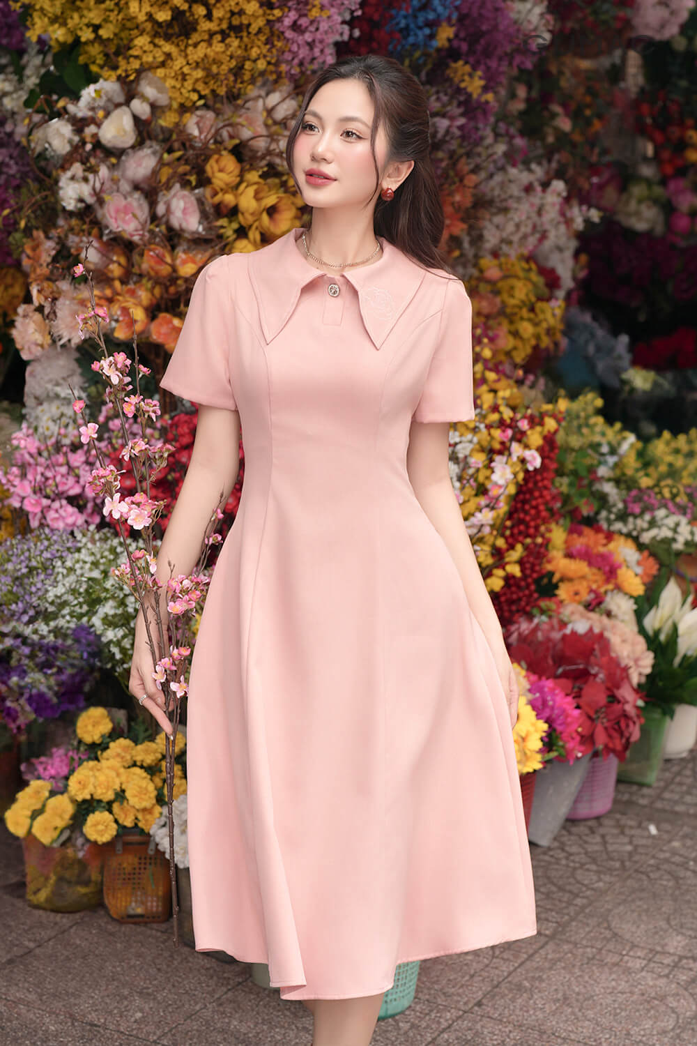 dam co kieu theu hoa