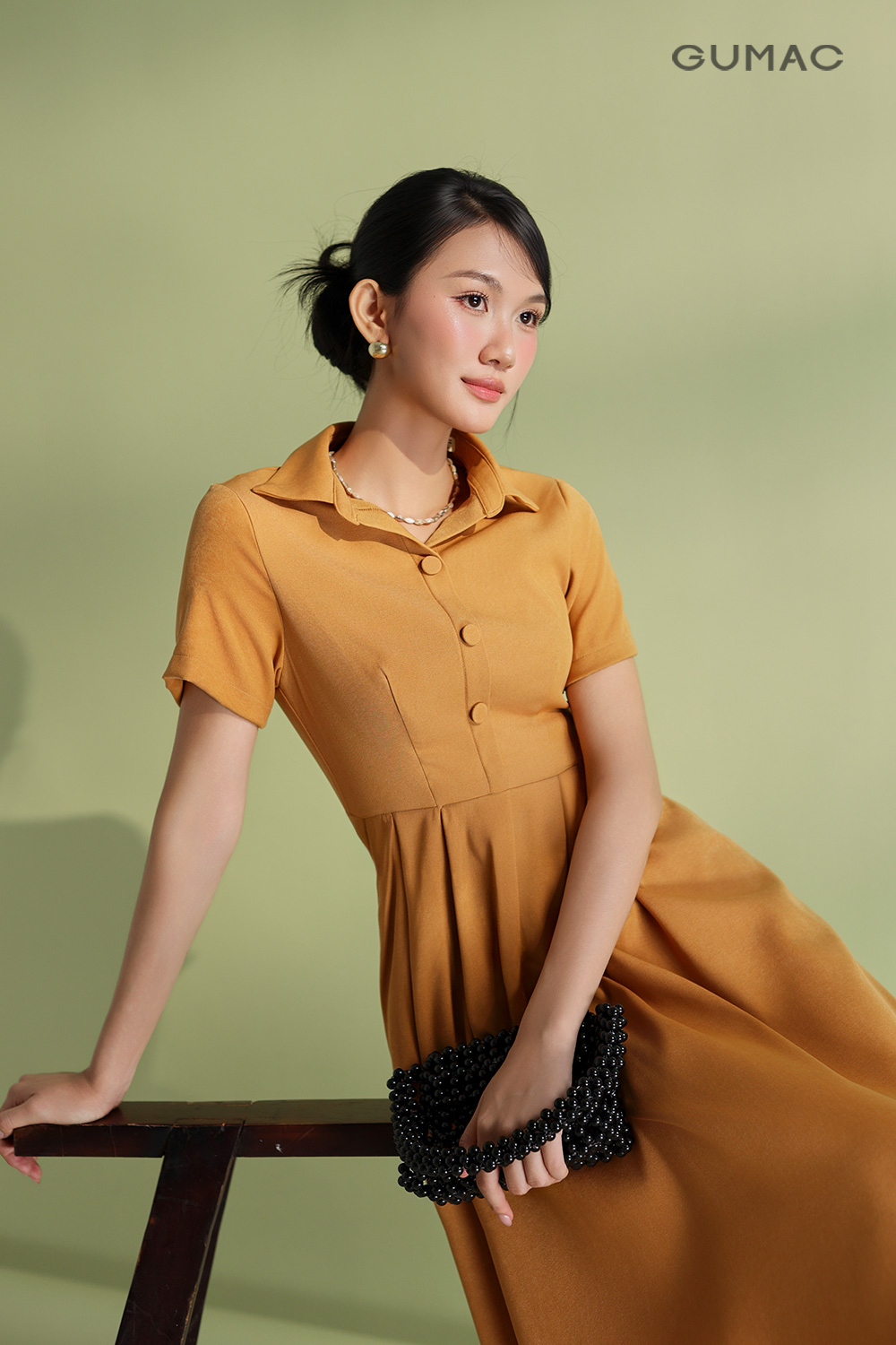 Đầm sơ mi kèm dây