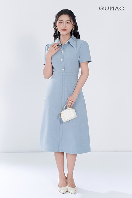 Đầm A phối chỉ nổi
